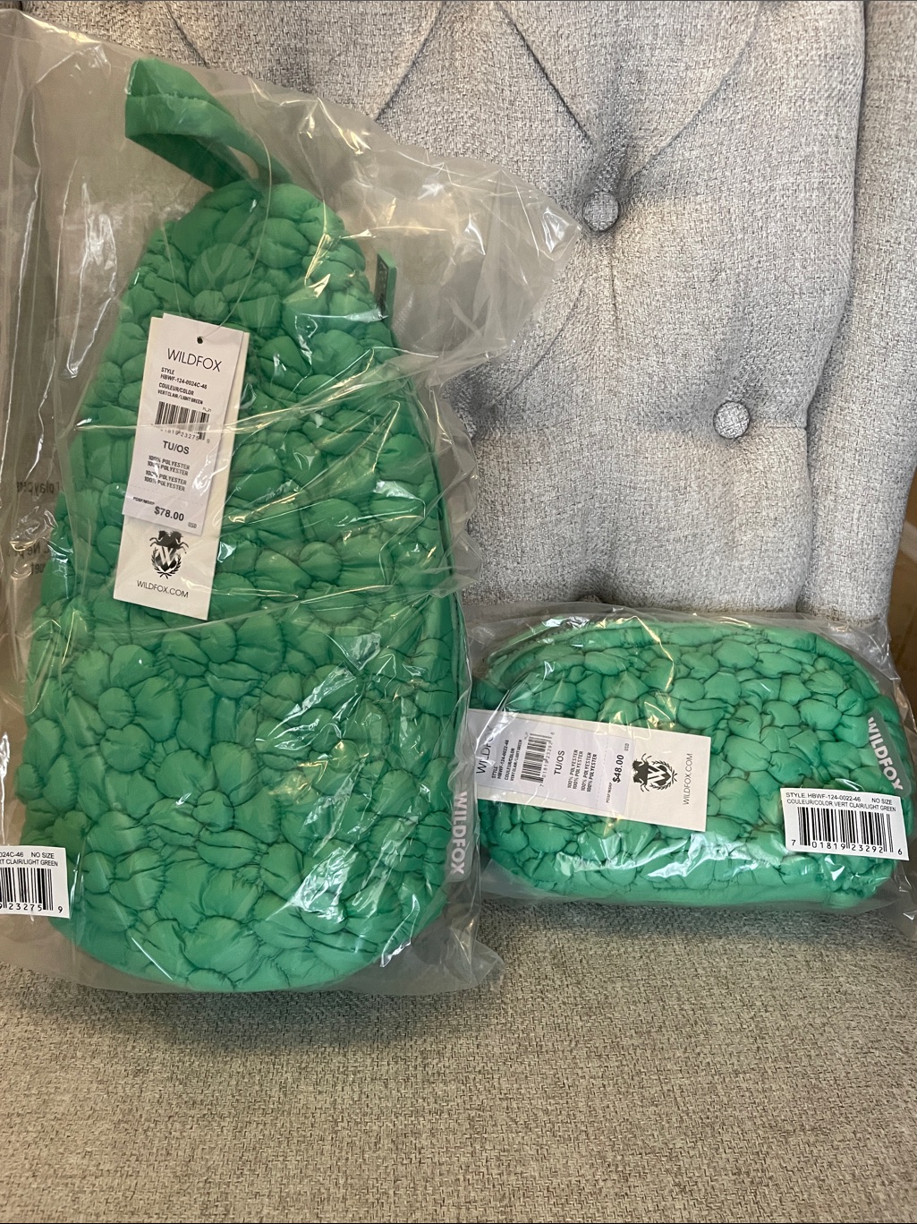 Nwt Wildfox Bright Green Floral Sling And Bum Bag Set